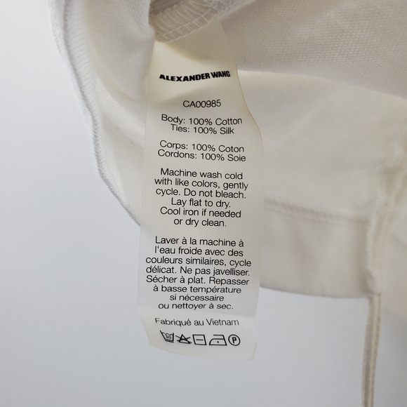 T Alexander Wang Cotton Silk Ruche Crop Top White - Picture 7 of 7